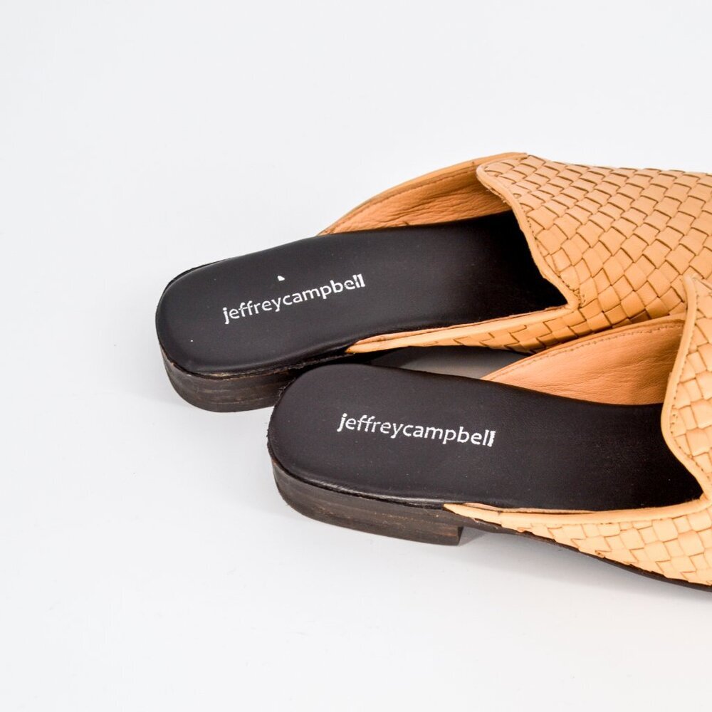 Jeffrey Campbell Geode Woven Leather Mules Tan Slip On Flats Handmade Womens 7 - Picture 7 of 7
